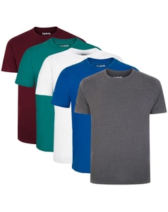 Bigdude 5 Pack Plain T-Shirts Multi Tall